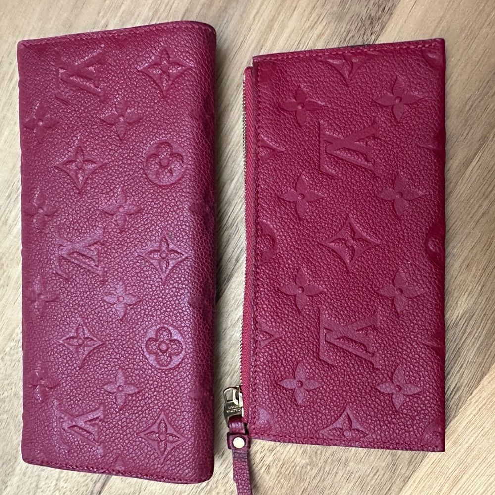 Louis Vuitton Red Sarah Wallet with Iconic Monogram Design - Includes Pouch - Picture 3 of 9